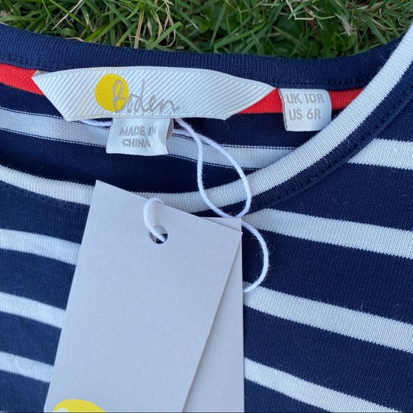 NWT Boden Imogen Breton Long Sleeve Dress in Navy / Ivory (size 6) - Picture 9 of 10